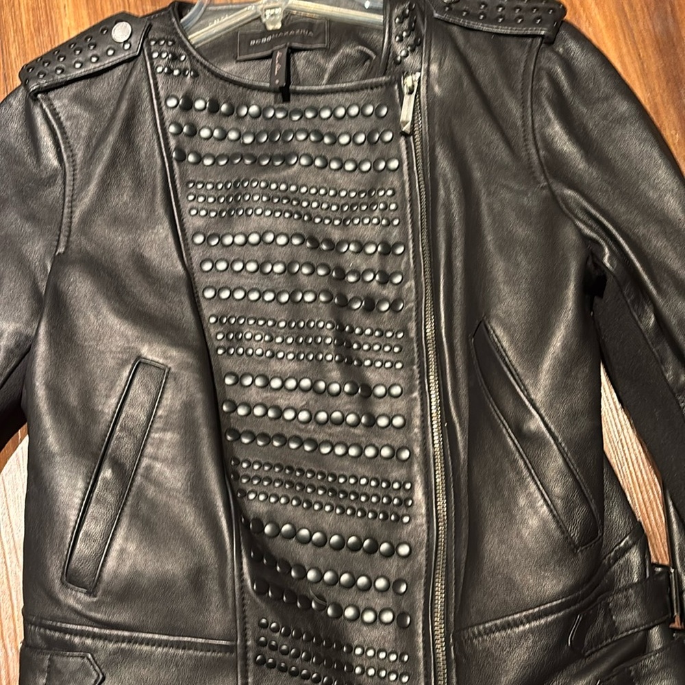 BCBG maxazria studied lamb, leather jacket size small